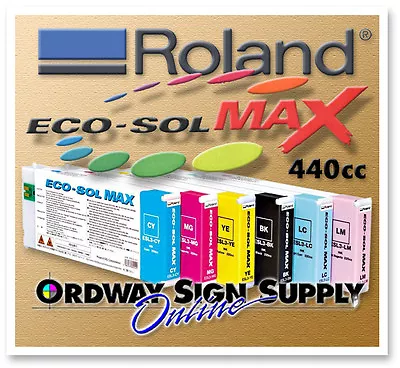 New OEM Roland Eco-Sol MAX Ink CMYK LC LM MT 440cc Cartridge • $145.99