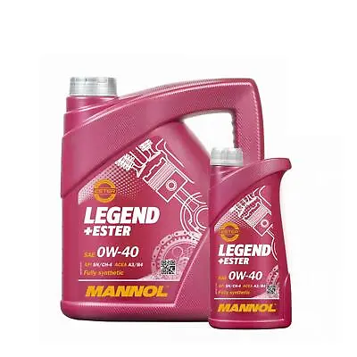 5L Mannol 0W40 Engine Oil Legend+Ester Fully Synthetic ACEA A3/B4 VW 502 / 505  • £39.29