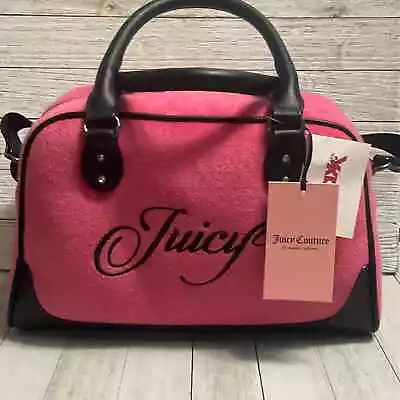 Juicy Couture Purse Velour Pink Flash Bowler • $102.79