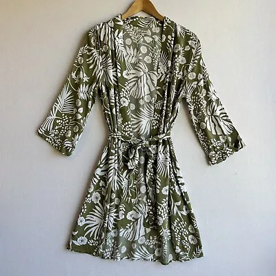 $44.50 • Buy ARNHEM Size M/L Sage Green White Tropical Floral Kimono Short Duster Throw Over