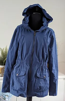 Fat Face Ladies Windbreaker Jacket Size UK 12 Hooded Blue Coat  • £14.49