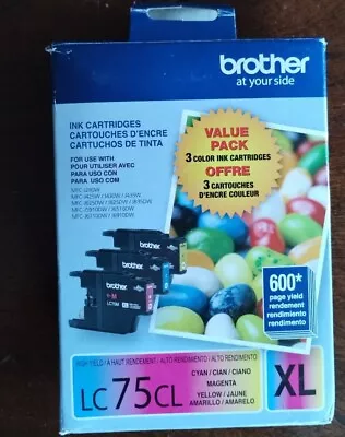 Brother LC-75 Ink Ctg LC75CL XL 3 Carts For Brother MFC-J280W Expires: 03.2025 • $19.25