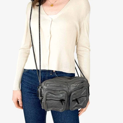 $350 • Buy Alexander Wang Grey Leather 'Brenda' Crossbody Bag