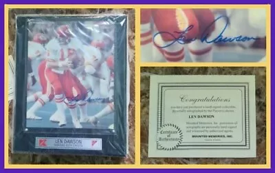 LEN DAWSON: KC Chiefs Signed Plaque Mounted Memories COA 1995 • $75