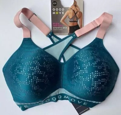 M&s Freedom To Move Ultimate Support Non-wired Padded Kingfisher Sports Bra • £11.99