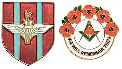 £9.99 • Buy Parachute Regiment Military Badge And Masonic We Will Remember Enamel Badge