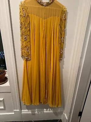 Malcolm Starr Yellow Chiffon Beaded Dress 2/4 Small • $115