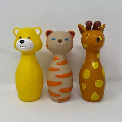 Melissa And Doug Kids Bowling Friends Replacement Pins Bear Cat Giraffe Lot Of 3 • $10.50