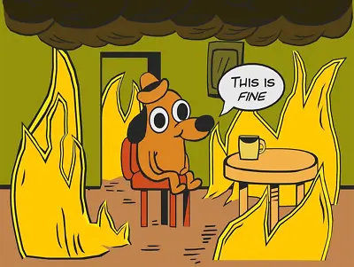 This Is Fine Fire MEME Dog High Quality Metal 3 X 4 Fridge  9453 • $5.95