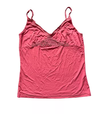 Coral Pink Cami Camisole Tank Top Eloise Anthropologie Medium Embroidered • $14