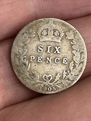 Great Britain 1905 King Edward VII Silver .925 Sixpence Coin • £9.69