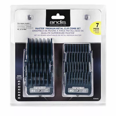 Andis Master Premium Metal Clip 7 Piece Clipper Guard Comb Guide Set #33645 • $26.95