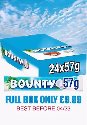 £9.99 • Buy Bounty Milk Chocolate FULL BOX Of 24 X 57g.Bar ￼Best Before 04/23