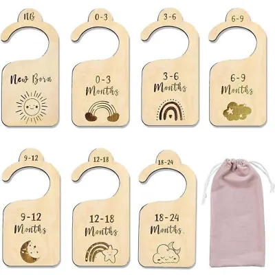 7Pcs Baby Clothing Size Age Dividers Nursery Clothes Organizers Closet Baby Size • £6.99