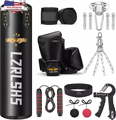 Punching Bag For Adults Unfilled 4Ft PU Leather 6 In 1 Boxing Bag Set 80Lb Hea • $99.25