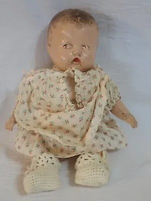 VINTAGE COMPOSITION 10  BABY DOLL W/ MOLDED HAIR & JOINTED ARMS & LEGS • $15