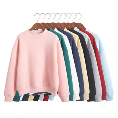 Womens Long Sleeve O Neck T Shirt Top Hoodies Casual Loose Sweatshirt Blouse • £8.45
