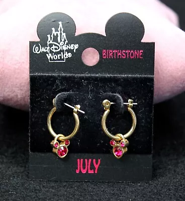 Walt Disney World Girls JULY Birthstone RUBY Mickey Mouse Head Earrings • $14.99