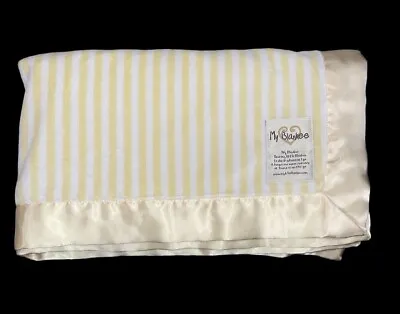 My Blankee White Hello Stripe Baby Stroller Blanket Silky Satin Edge Lovey USA • $47.99