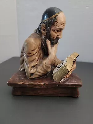 Vintage Ceramic Art Rabbi Reading Judaica Statue 7   • $24.99