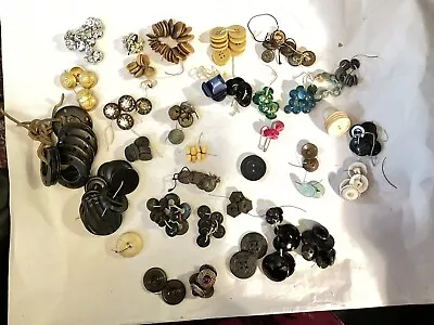 Fancy Old Vintage Buttons Glass Plastic Leather • $15