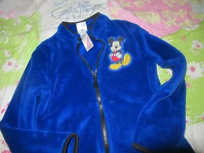 Euc The Disney Store Blue Fleece Mickey Mouse Zip Jacket Boys 7 8  Free Ship USA • $16.99