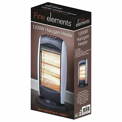 1200W Electric Halogen Heater Instant Heat 3 Bars Free Standing Home Office • £21.45