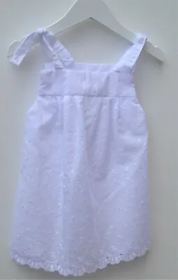 Baby Girl Handmade Sun Dress Age 6 Months White Cotton Summer Quality Cool Child • £19.99