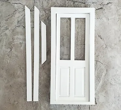 Dollhouse Door Exterior Front Door With Windows Finished White 1:12 Scale • $24.99