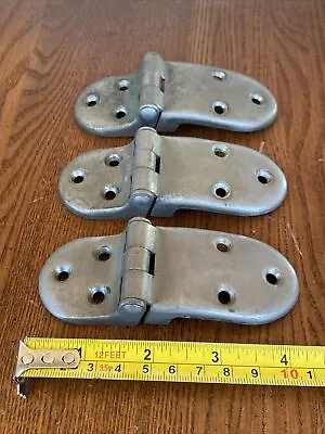 Vtg GR Refg Co 7/16 Nickel-Plated Brass Hardware Offset Ice Box Hinges Lot Of 3 • $37.99