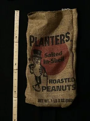 Mr. Peanut Vtg Planters Salted In Shell Roasted Peanuts Burlap Bag 1 Lb 8 Oz • £4.75