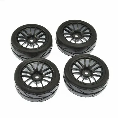 4PCS Tyre Drift Tires Wheels ABS For HSP HPI 1/10 RC On Road Drift Car 12mm Hex • £12.56