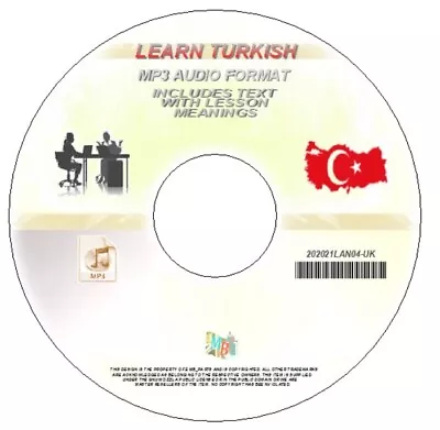 LEARN Turkish Complete Language Training Course On MP3 AUDIO CD • £3.95