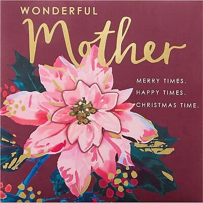 Wonderful Mother Christmas Card Xmas - Hallmark -  High Quality - Floral Design • £0.99