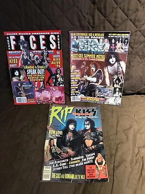 Lot Of 3 Hair Metal Magazines  Rip Metal Edge Faces Kiss Free Poster Ships Free • $54.99