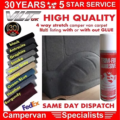 Camper Van Carpet 4 Way Stretch Lining VW T6 5 Transporter Caddy Transit Trimfix • £9.34