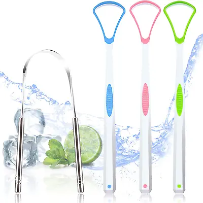 4PCS Tongue Scraper Stainless Steel Tongue Cleaners 100% BPA Free Fresher Tong • $7.97
