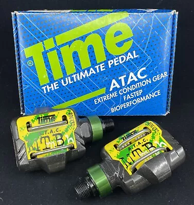 RARE NOS TIME For BIANCHI Limited Edition GREEN ATAC Off-Road Pedals MTB CX • $359.99