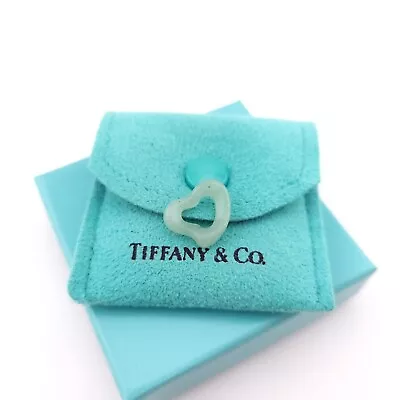 Tiffany & Co. Elsa Peretti Green Aventurine Carved Small Open Heart Pendant • $259.99