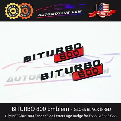 BRABUS BITURBO 800 Fender AMG Emblem GLOSS BLACK RED Mercedes E63 G63 GT63 GLE63 • $79.99