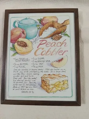 8 X 10 Picture Frame Photo Walnut Colored Metal With Peach Cobbler Recipe Type O • $5.99