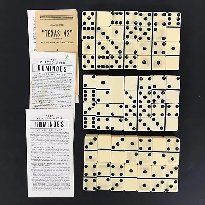 $49.99 • Buy BAKELITE Vintage 3 SETS Puremco White Super Thick Dominoes Marblelike Double SIX