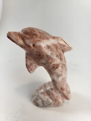 Pink  Marbled Dolphin Stone Carved Figurine Paperweight 4    • $8