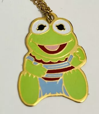 ✨ VTG 1984 HA! Jewelry HENSON MUPPET Babies KERMIT Goldtone Enameled Necklace • $19.99