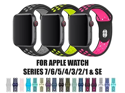 For Apple Watch Silicone Sport Strap Series 9 8 7 6 5 4 3 SE 38 40 41 42 44 45mm • £5.09