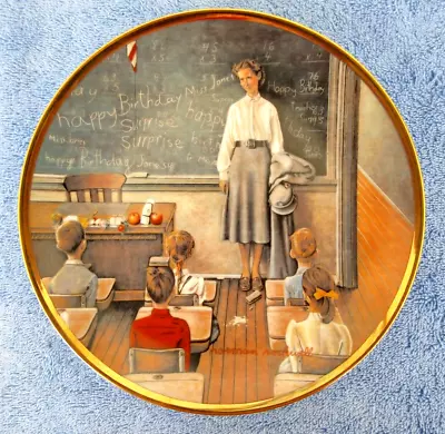 Vintage 1984 Collector's Plate THE SCHOLL TEACHER Norman Rockwell River Shore • $10