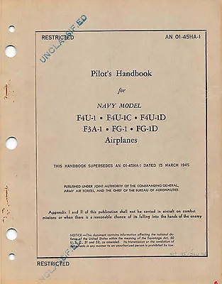 F4U-1 Corsair Pilot's Handbook Flight Operating Instructions Flight Manual - CD • $32.49