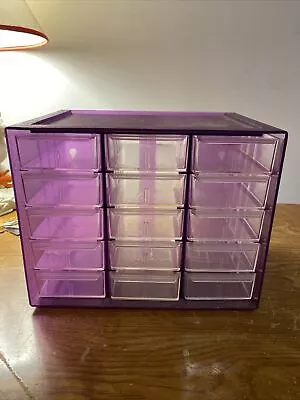 Vintage 15 Drawer Plastic Small Parts Bin Storage Organizer Cabinet • $15