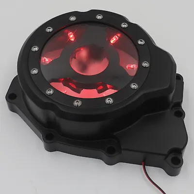 Left Engine Stator Cover See Thru For 2006-2020 Yamaha YZF-R6 Black W/ Red LED • $105.99