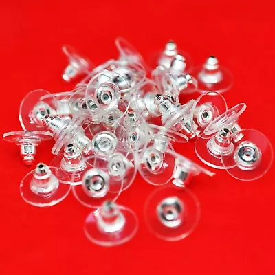 Silver Plated Metal And Plastic Pad Earring Backs Stoppers For Post Stud Finding • £2.49